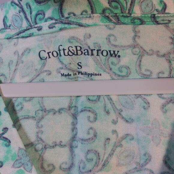 Croft And Barrow Surplice Neck Green Geometric Print Stretchy Top Size Small - Picture 6 of 7